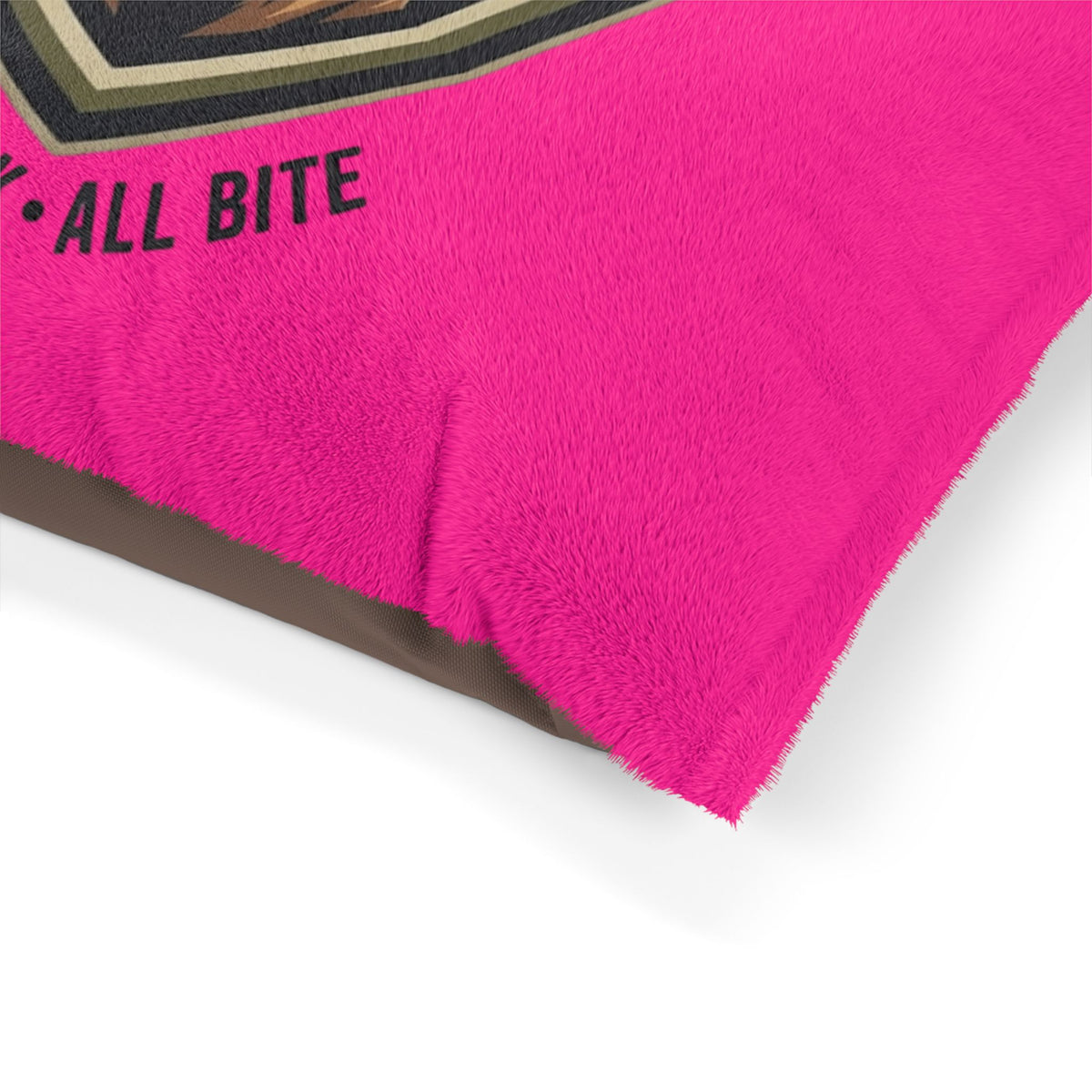 Maligator Dog Bed - "All Bark All Bite" Pink Plush Pet Bed for German Shepherds