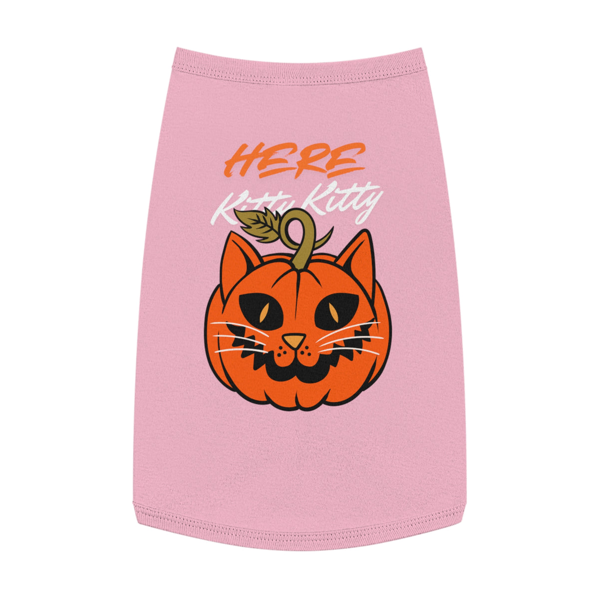 Here Kitty Kitty Pumpkin Pet Tank Top — Halloween Cat Costume Tee for Dogs & Cats