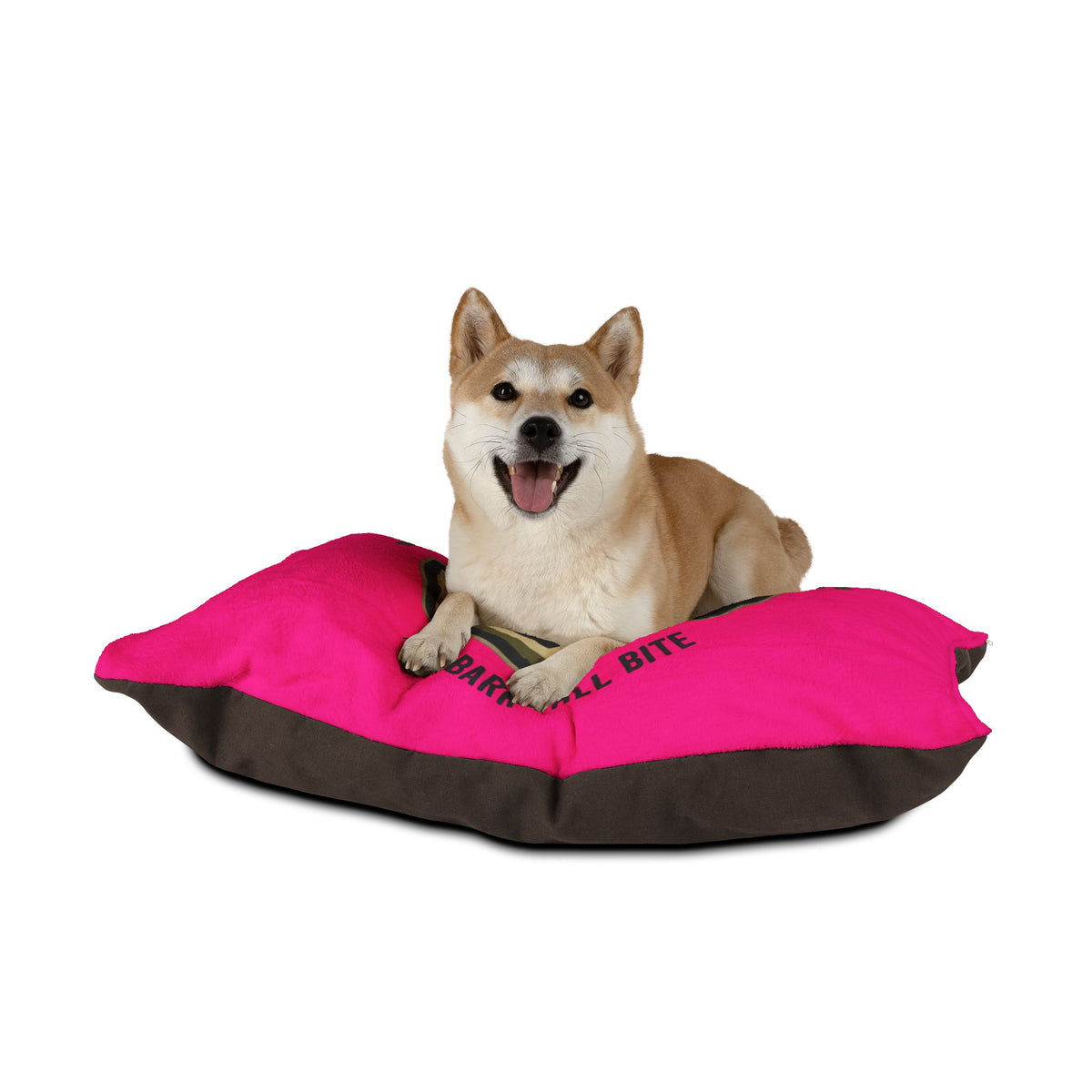 Maligator Dog Bed - "All Bark All Bite" Pink Plush Pet Bed for German Shepherds