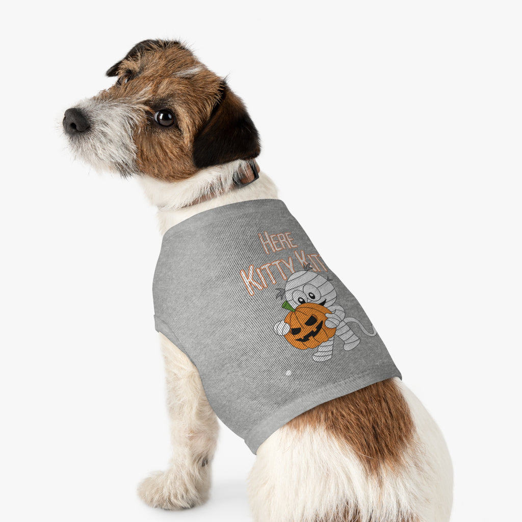 Mummy Cat Halloween Pet Tank – "Here Kitty Kitty" Pumpkin Costume Top
