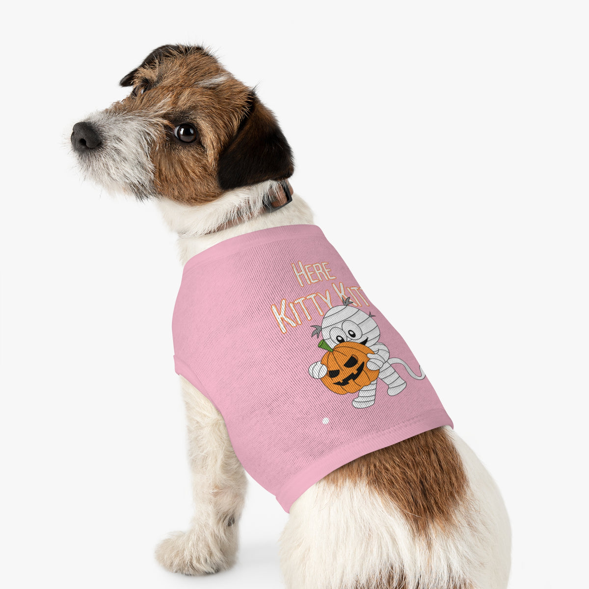 Mummy Cat Halloween Pet Tank – "Here Kitty Kitty" Pumpkin Costume Top