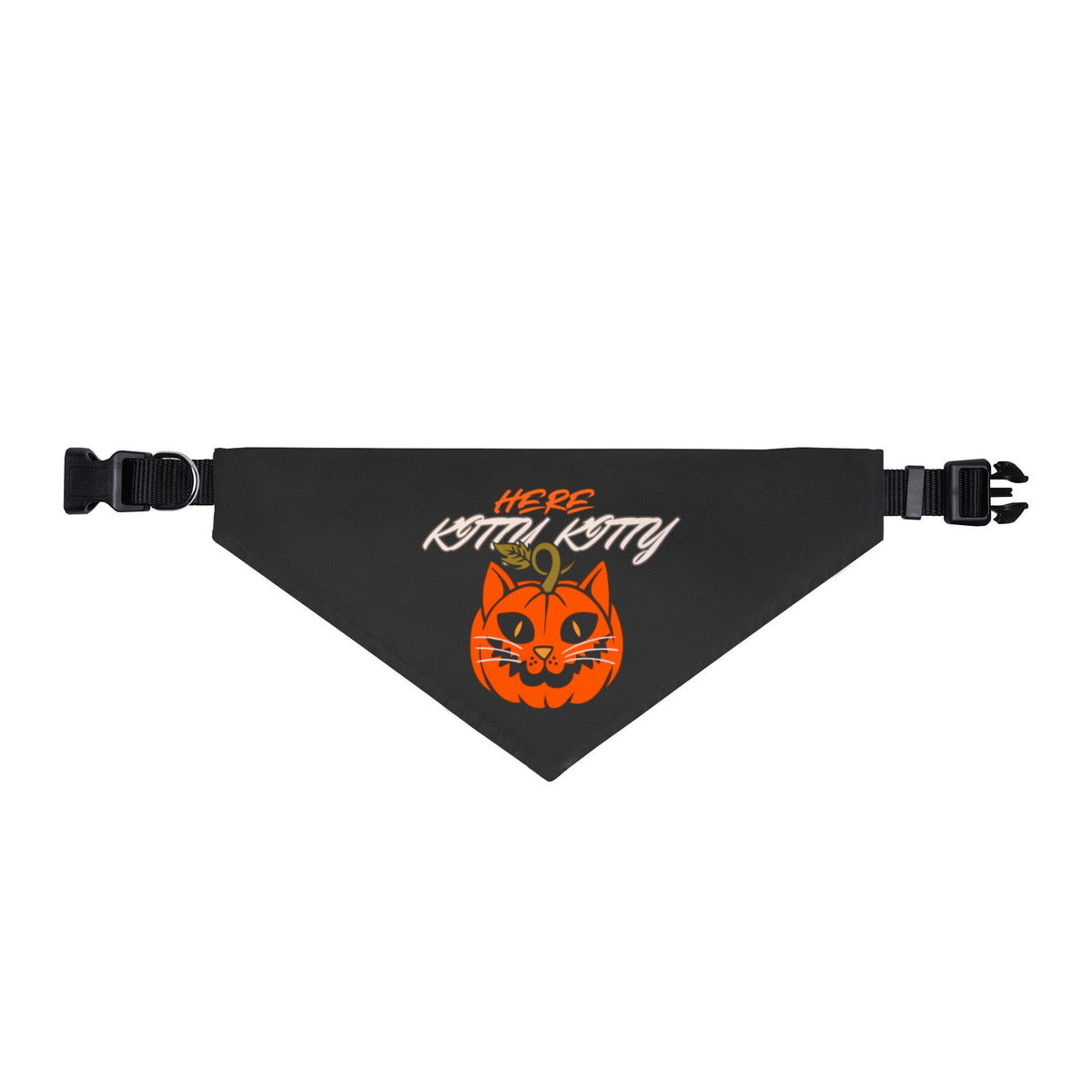 Pet Bandana — 'Here Kitty Kitty' Halloween Jack-O'-Lantern Clip-On