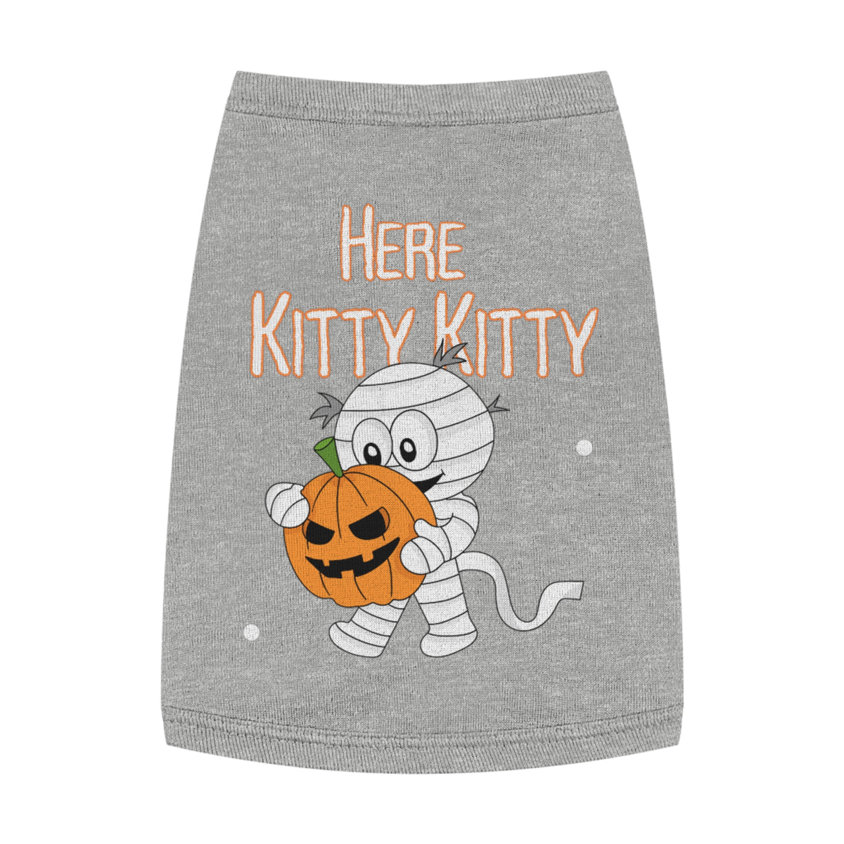 Mummy Cat Halloween Pet Tank – "Here Kitty Kitty" Pumpkin Costume Top