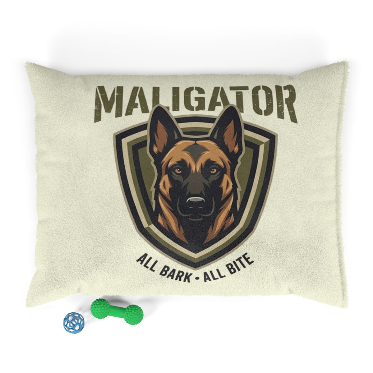 Maligator Dog Bed – "All Bark · All Bite" Plush Pet Pillow for German Shepherds & Large Breeds
