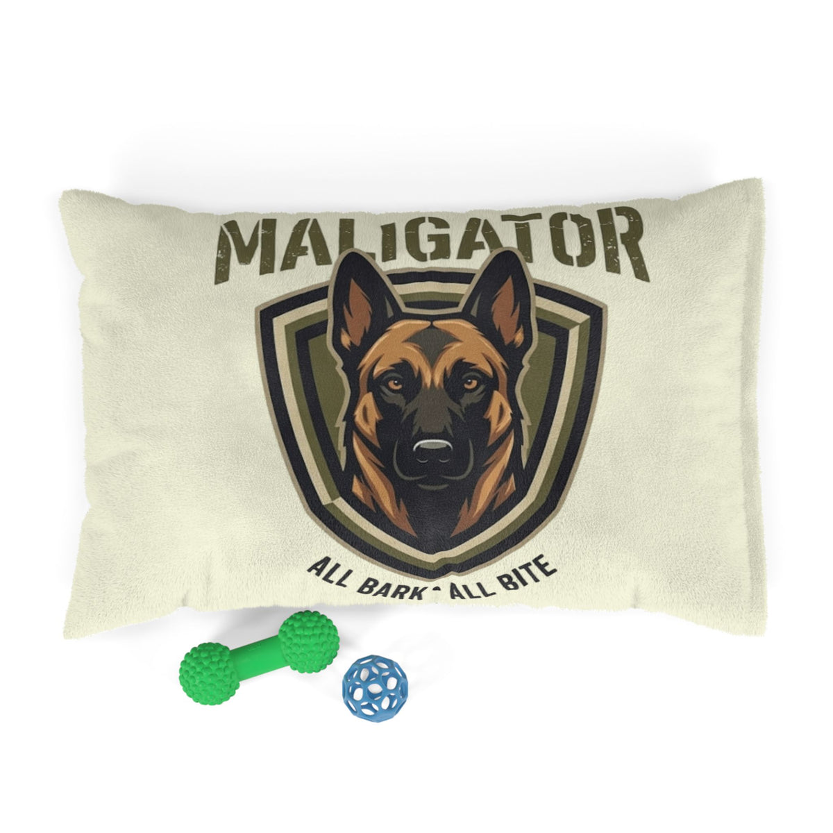 Maligator Dog Bed – "All Bark · All Bite" Plush Pet Pillow for German Shepherds & Large Breeds