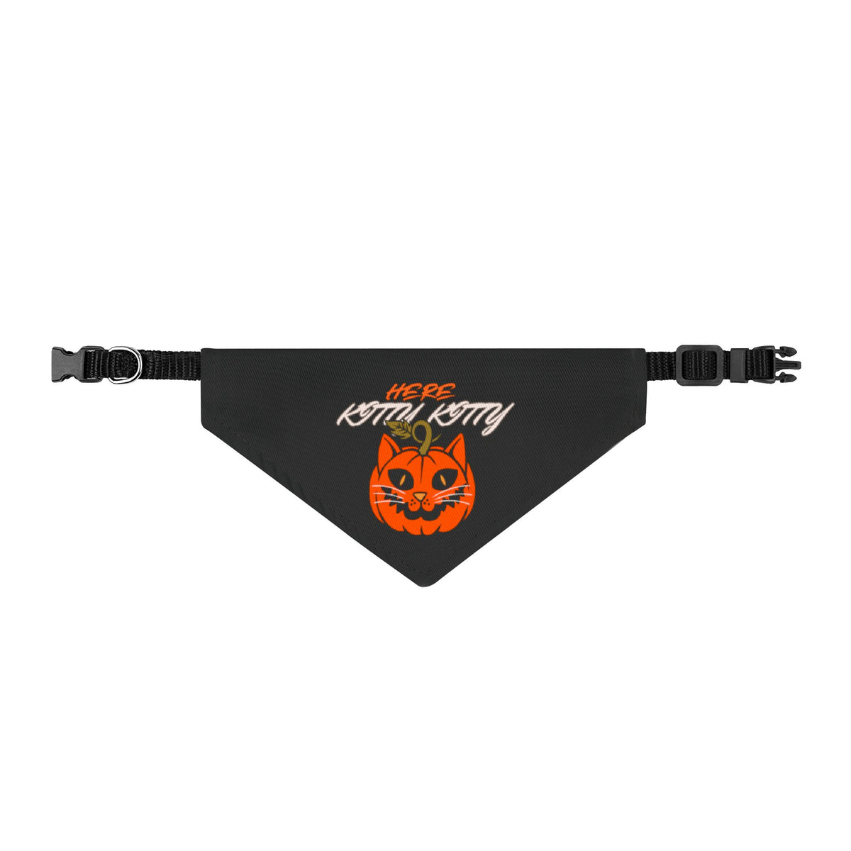 Pet Bandana — 'Here Kitty Kitty' Halloween Jack-O'-Lantern Clip-On