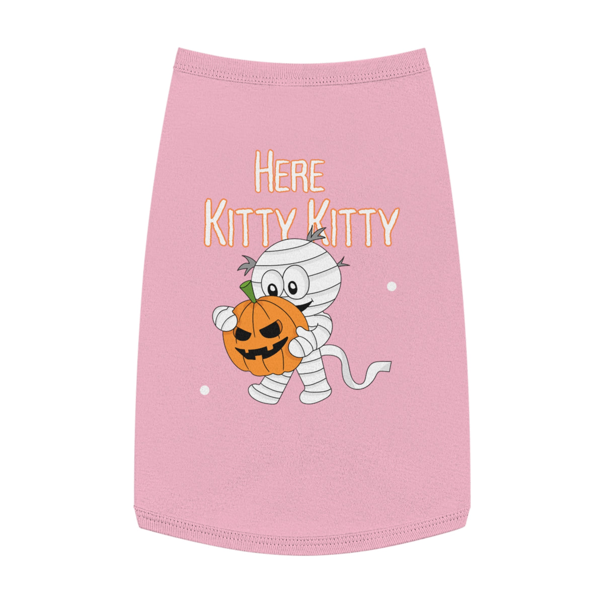Mummy Cat Halloween Pet Tank – "Here Kitty Kitty" Pumpkin Costume Top