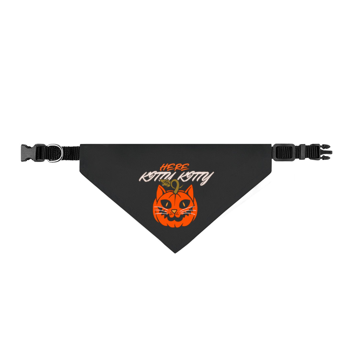 Pet Bandana — 'Here Kitty Kitty' Halloween Jack-O'-Lantern Clip-On