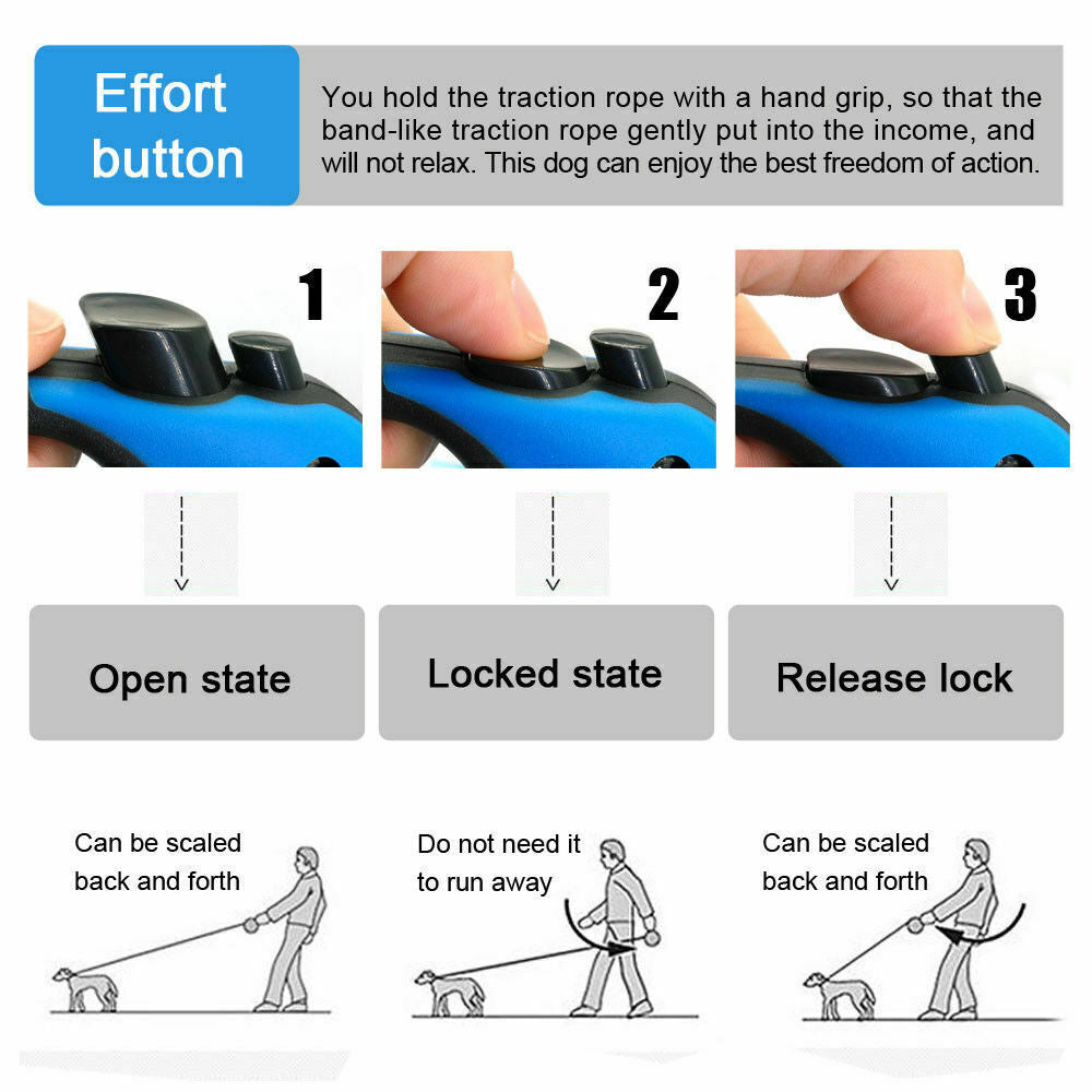 Automatic Retractable Dog Leash Pet Collar Automatic Walking,16.5FT