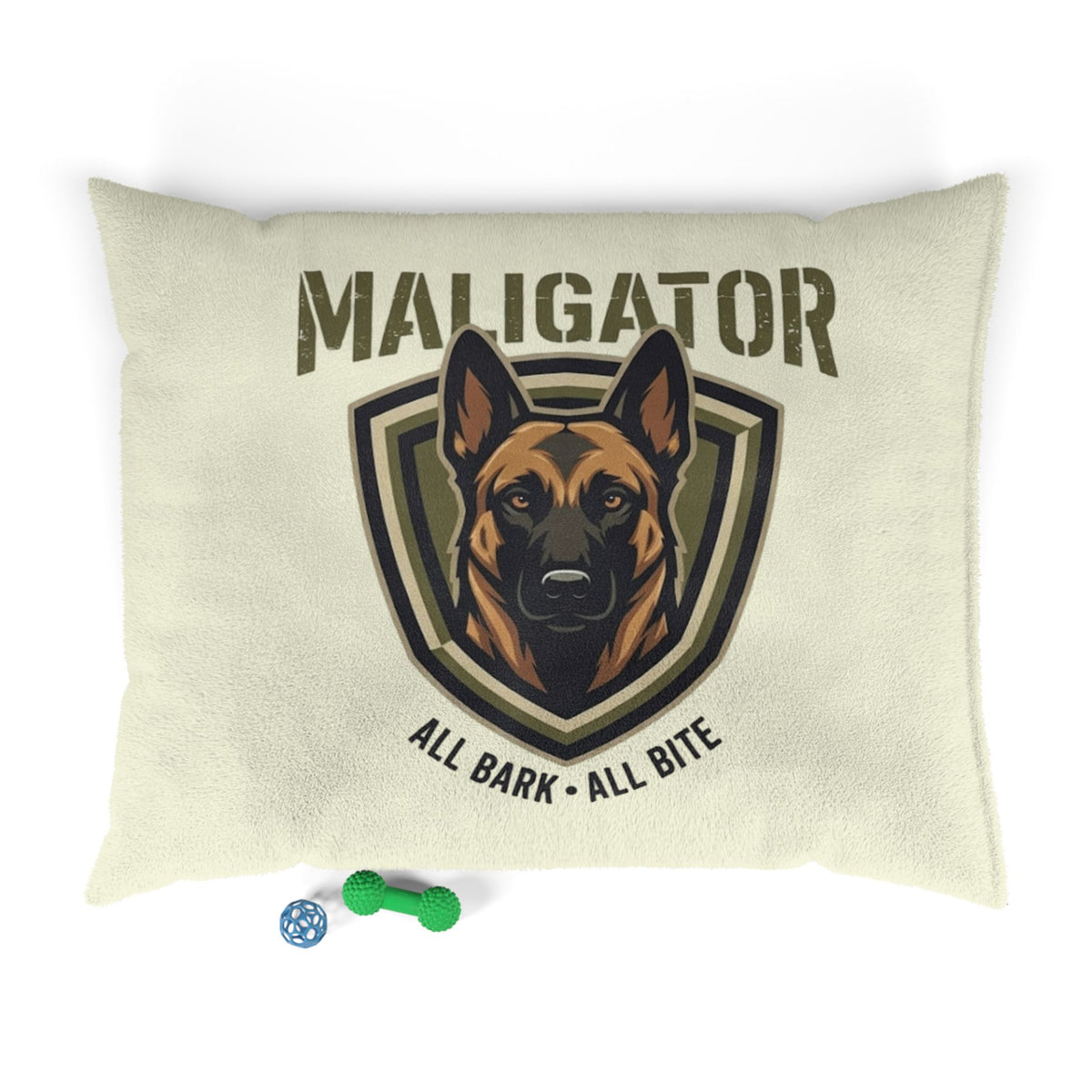 Maligator Dog Bed – "All Bark · All Bite" Plush Pet Pillow for German Shepherds & Large Breeds