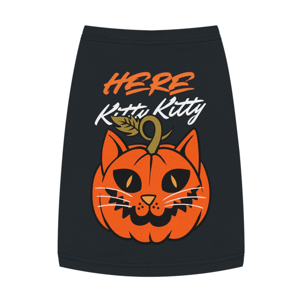 Here Kitty Kitty Pumpkin Pet Tank Top — Halloween Cat Costume Tee for Dogs & Cats