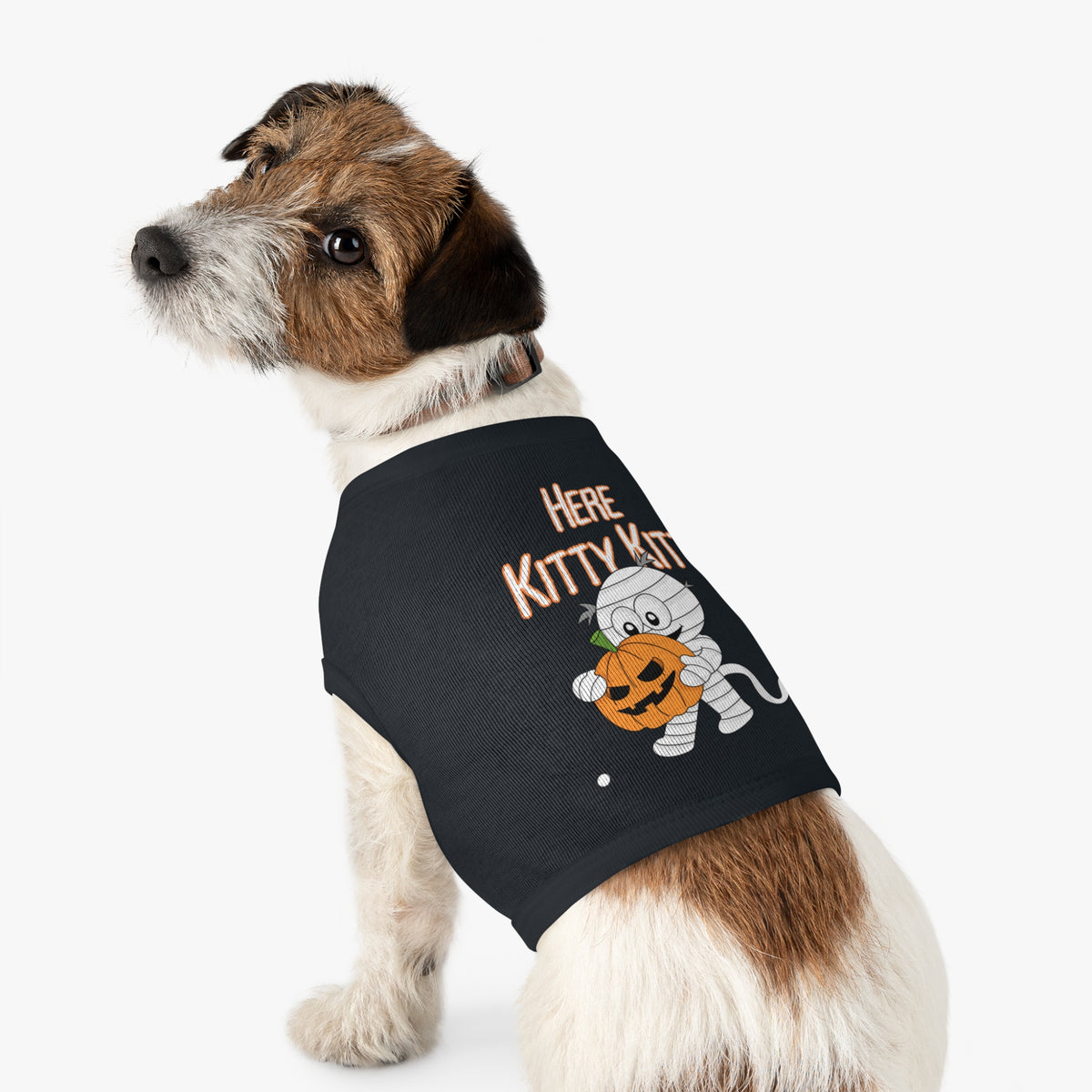 Mummy Cat Halloween Pet Tank – "Here Kitty Kitty" Pumpkin Costume Top