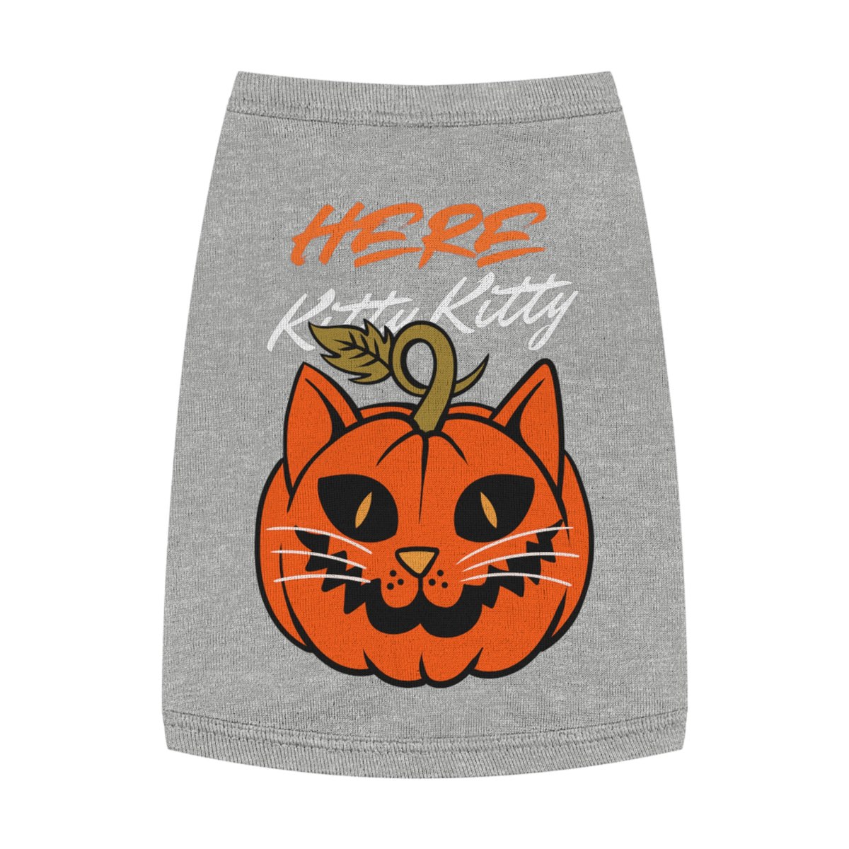 Here Kitty Kitty Pumpkin Pet Tank Top — Halloween Cat Costume Tee for Dogs & Cats