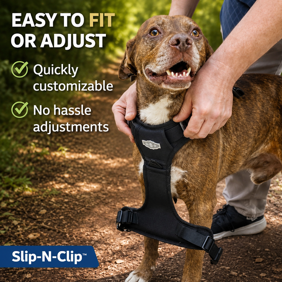 Slip-n-Clip® Professional Tactical Dog Harness with Integrated Retractable Leash
