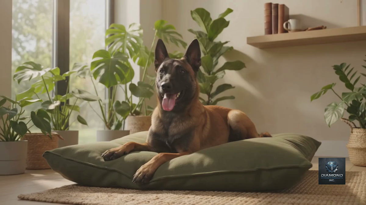 Maligator K9 Pet Bed — Military Green Dog Bed with German Shepherd Shield Design