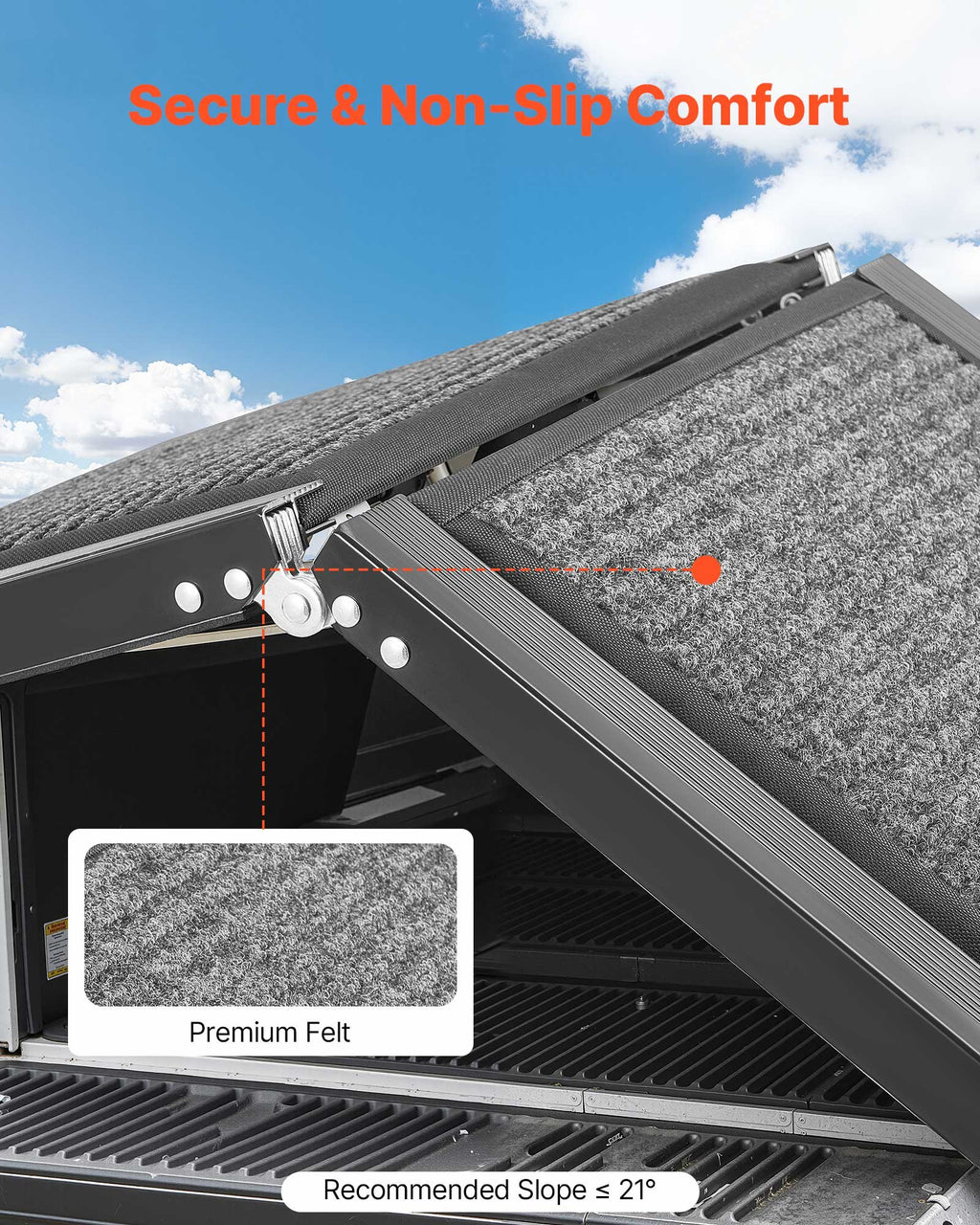 Heavy-Duty Folding Dog Car Ramp – Non-Slip Felt Surface