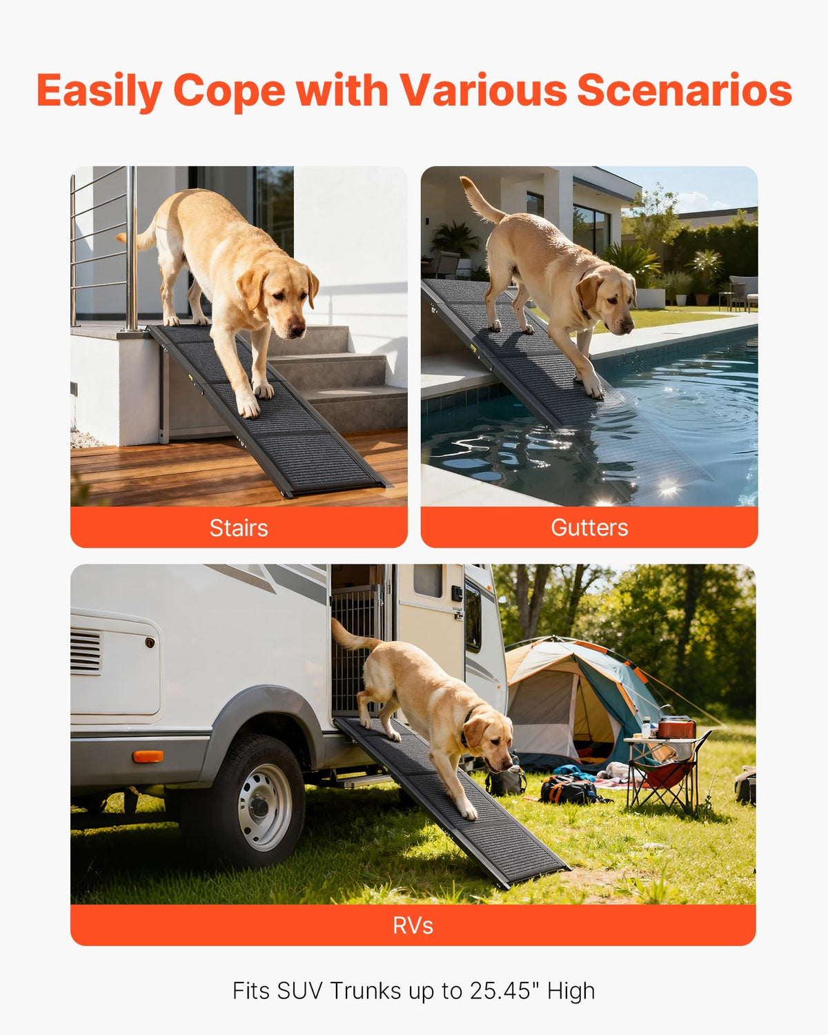 Heavy-Duty Folding Dog Car Ramp – Non-Slip Felt Surface