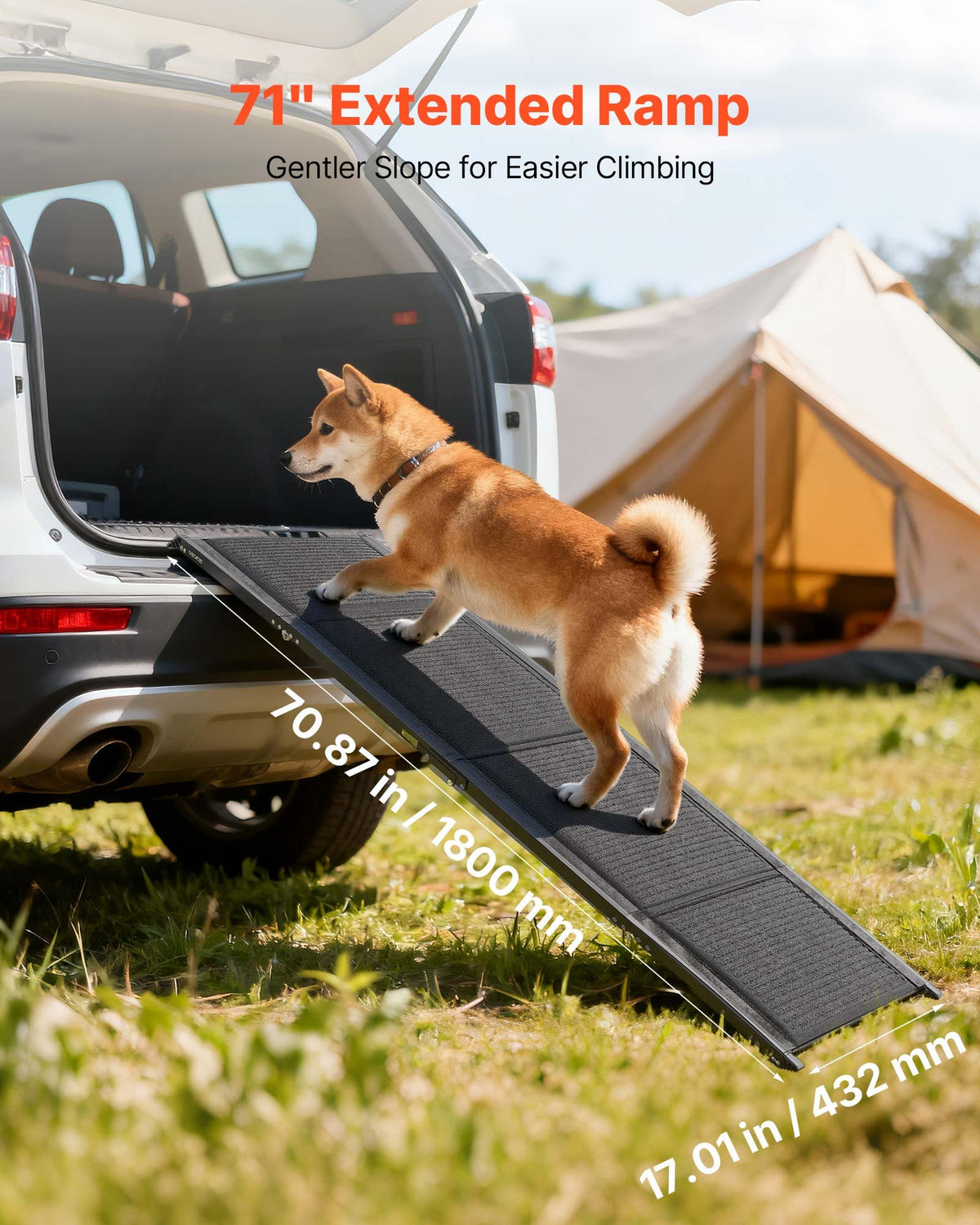 Heavy-Duty Folding Dog Car Ramp – Non-Slip Felt Surface