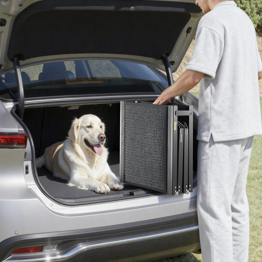 Heavy-Duty Folding Dog Car Ramp – Non-Slip Felt Surface