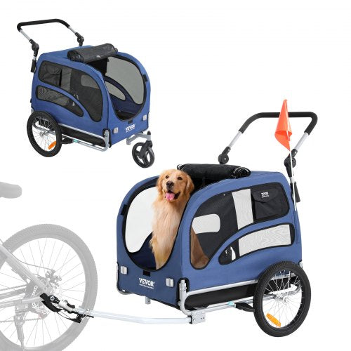 Dog Bike Trailer & 2-in-1 Pet Stroller Cart – Up to 100 lbs.