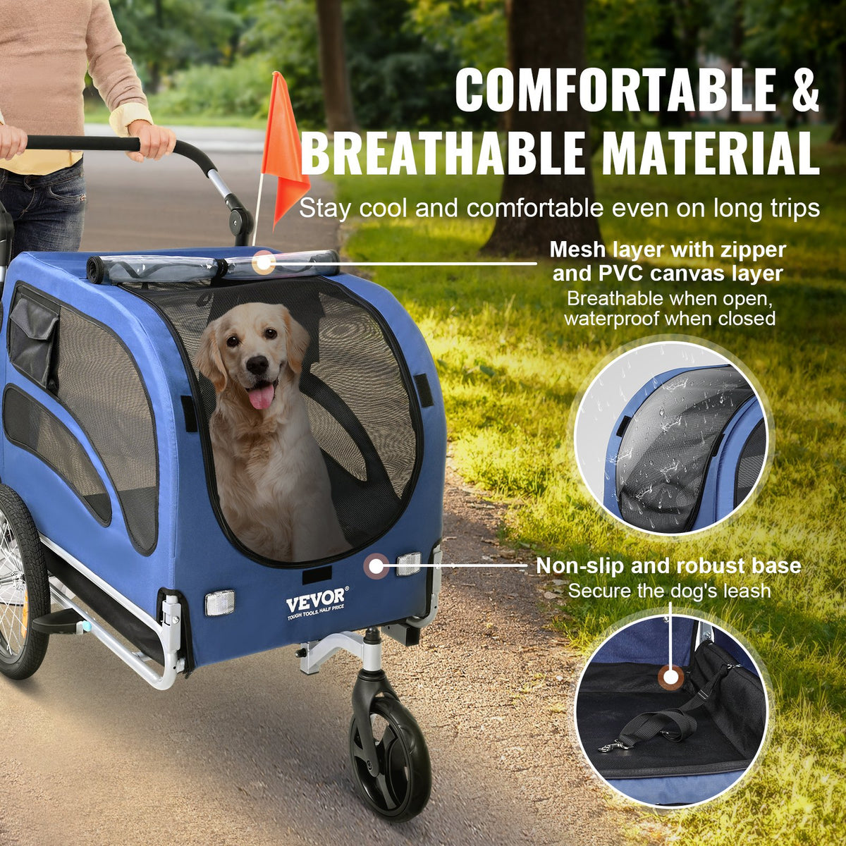 Dog Bike Trailer & 2-in-1 Pet Stroller Cart – Up to 100 lbs.